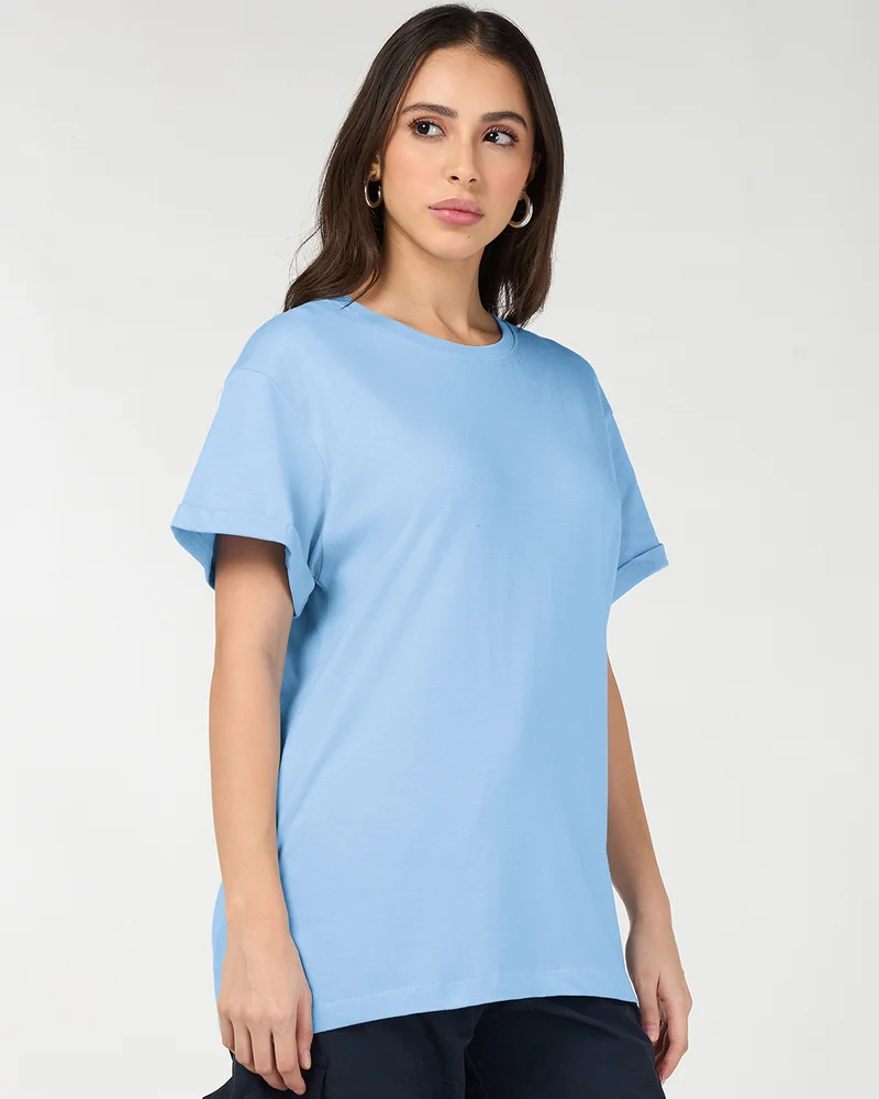 بيواكوف Women's Blue Boyfriend T-shirt